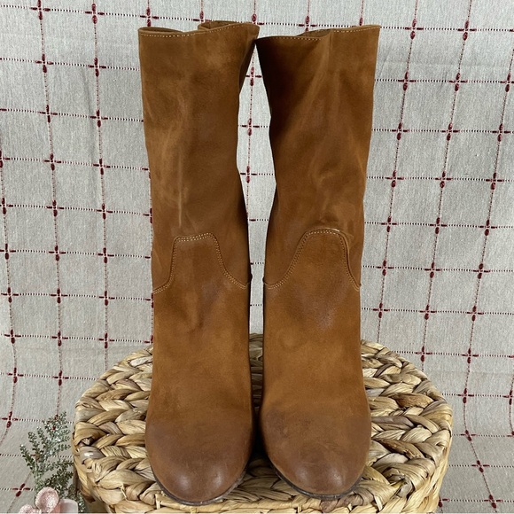 Free People “Dakota” Premium Suede Slouch Mid Calf Heeled Boots 40 US 10 Booties - Picture 2 of 11